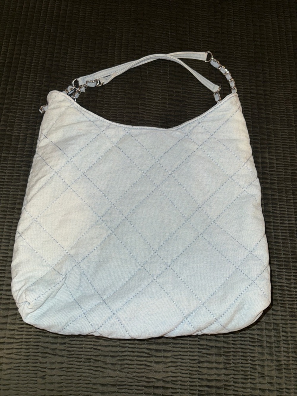 Vici Light Blue Quilted Hobo Shoulder Bag